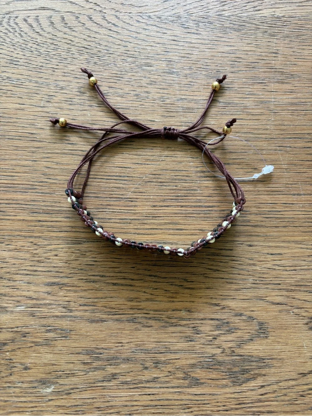Handwoven Brown, Black & Cream Beaded Women's Bracelet
